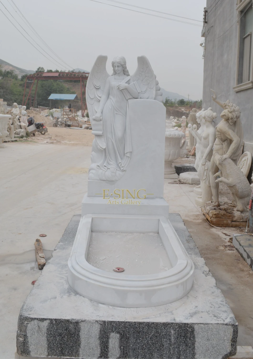 Stone Gravestone Marble Tombstone Monuments with Lady Statue for Sales