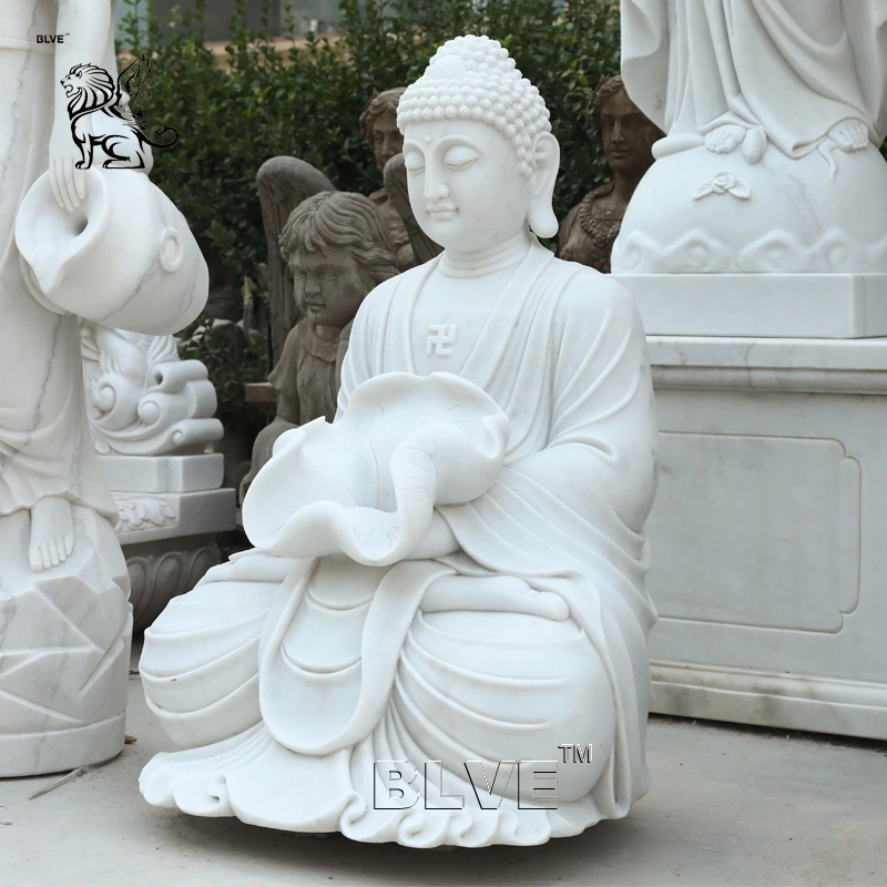 Supplier Garden Sitting Meditation Marble Buddha Statue Home Decor Outdoor Fountain Stone Sculpture