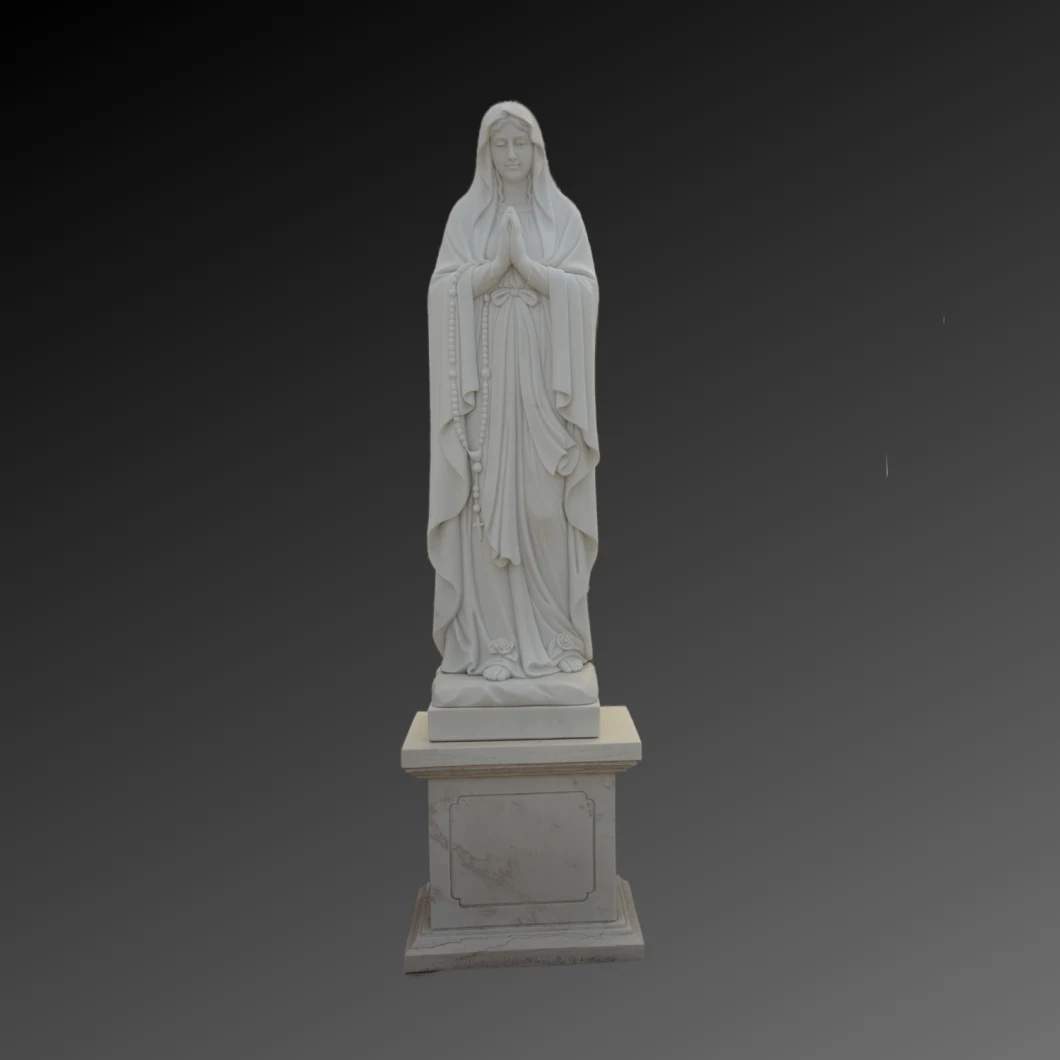 White Marble Stone Carving Sculpture Mary Statue Crossing