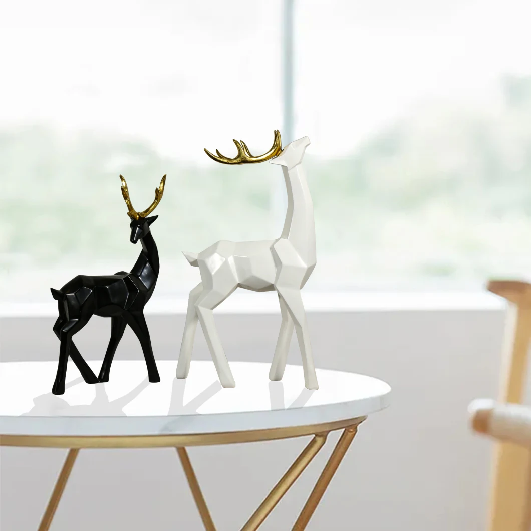 Wholesale Promotional Antique Crafts Custom Resin Deer Sculpture Table Tops Crafts Decor