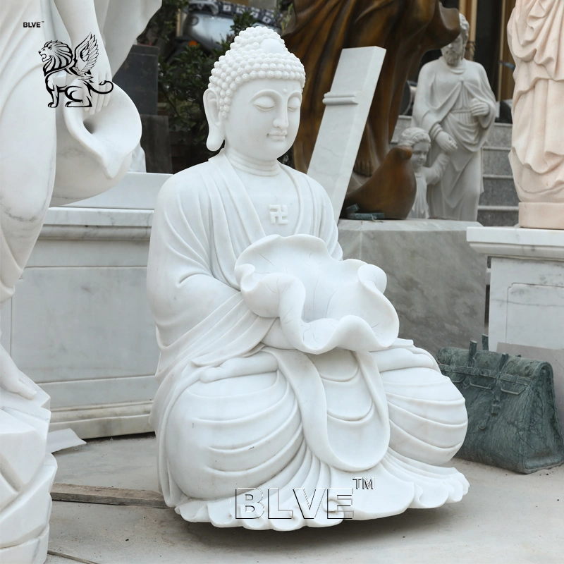 Supplier Garden Sitting Meditation Marble Buddha Statue Home Decor Outdoor Fountain Stone Sculpture