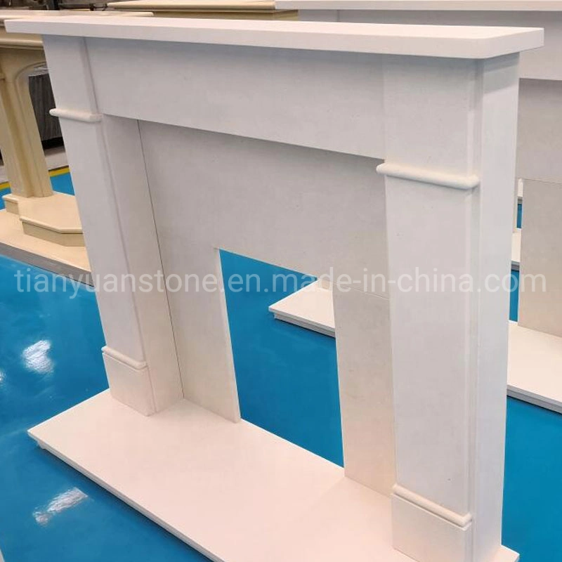 China Natural Stone Beige Marble Fireplace Hearth for Indoor House