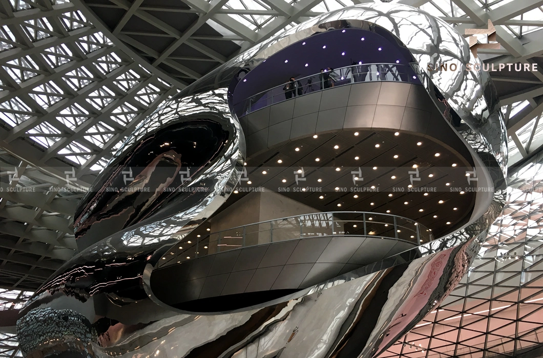 Cloud-Shaped Mirror Polishing Stainless Steel Sculpture Designed by Coop Himmelblau