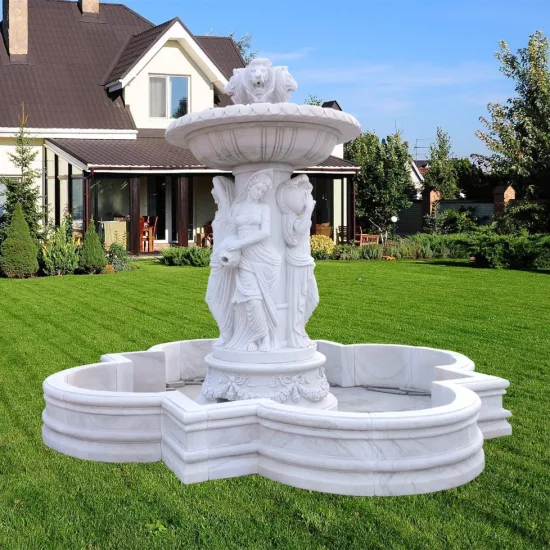 Fontaine murale d'ornement de jardin de sculpture de chérubin en marbre personnalisée