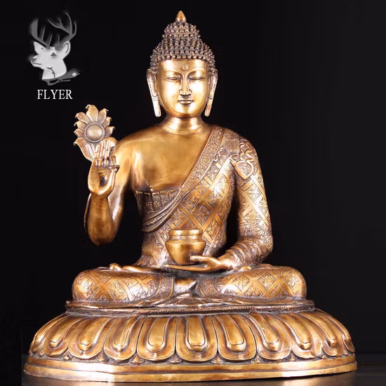 Statue de Bouddha en Bronze doré de grande taille Figure religieuse Sculpture de Bouddha en Bronze