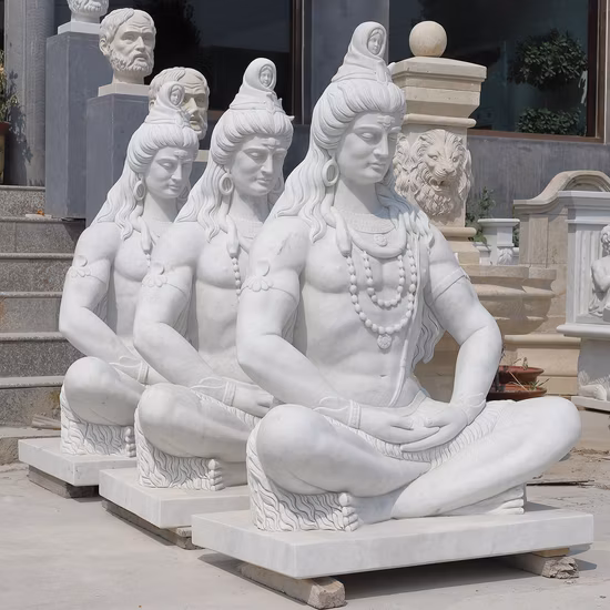 Jardin extérieur grandeur nature marbre blanc bouddha méditation Statue bouddha Statues décor à la maison Sculpture
