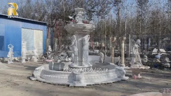 Fontaine d'eau de sculpture de figure de pierre de marbre de décoration extérieure de jardin à vendre