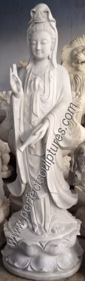 Fournisseur Bouddha Marbre Pierre Kuan Yin Statue Sculpture Prix Mfsg-49